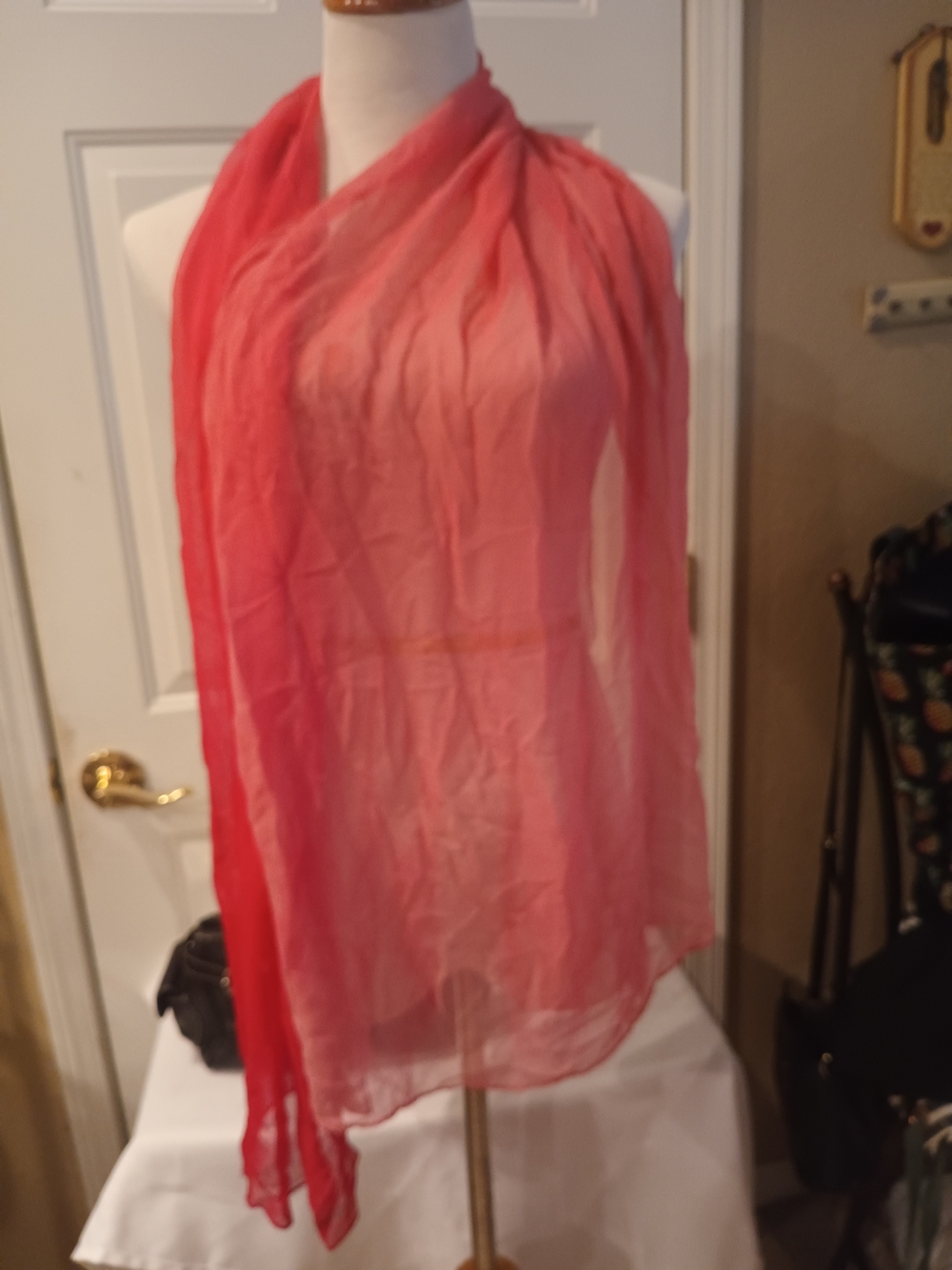 Dior Pink to Coral Gradient Sheer Scarf